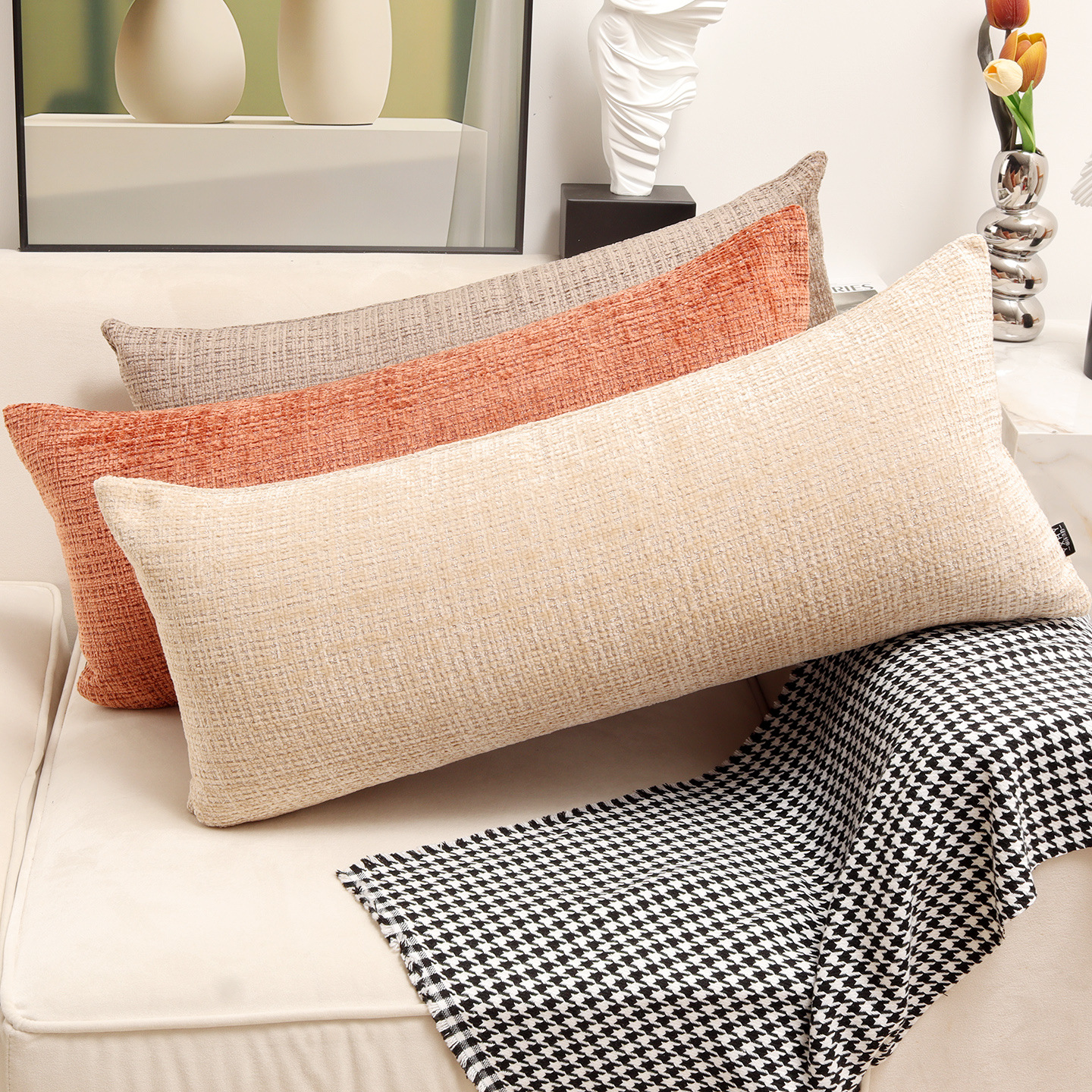 新款大号沙发靠枕雪尼尔居家床上靠垫舒适柔软靠背垫小号可爱抱枕