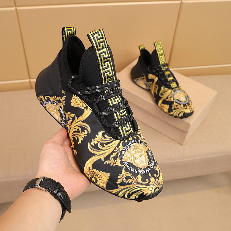 Sneakers Men's 2022 Distinctive Trendy Fashion Printed Men's Shoes Casual All-match Thick-soled Interior Heightening Bag-soled Dad's Shoes