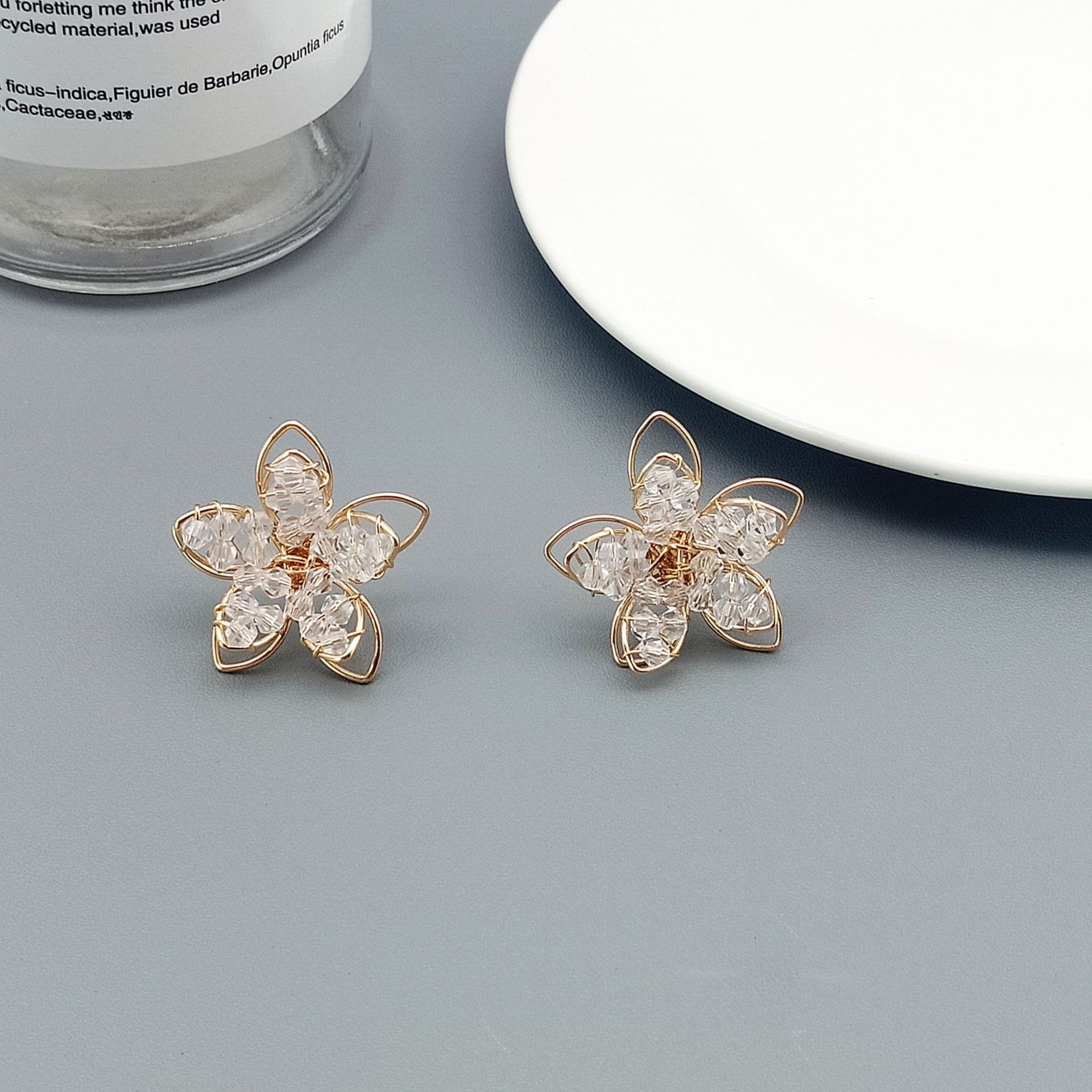 Sweet Flower Alloy Crystal Plating Ear Studs display picture 5