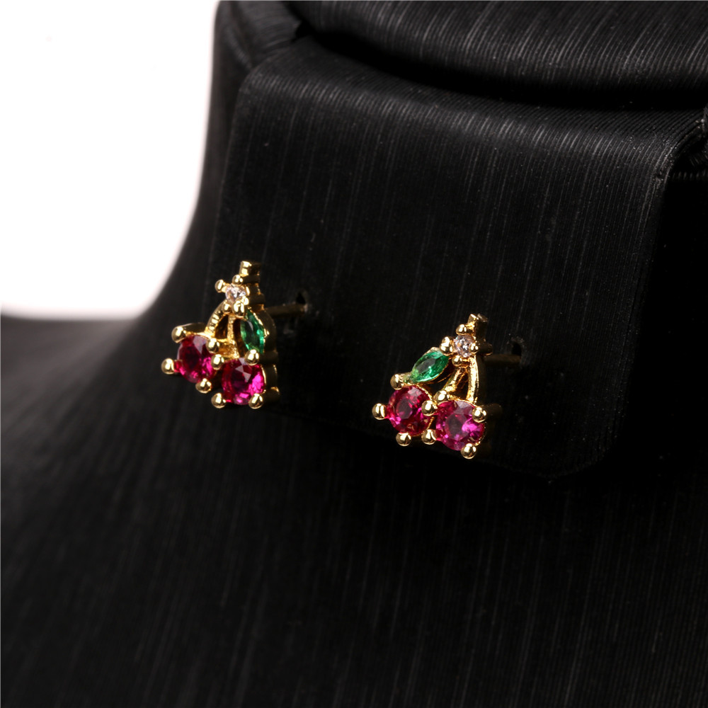 Wholesale Jewelry Cute Fruit Zircon Copper Earrings Nihaojewelry display picture 11