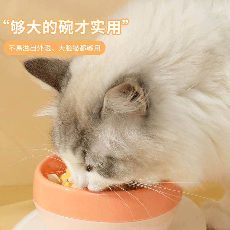 Cuenco de gato para mascotas de gran calibre, cuello, boca oblicua, cuenco de muelle lindo, cuenco de comida para gatos, utensilios de comida para mascotas, cuenco para perros, cuenco para perros