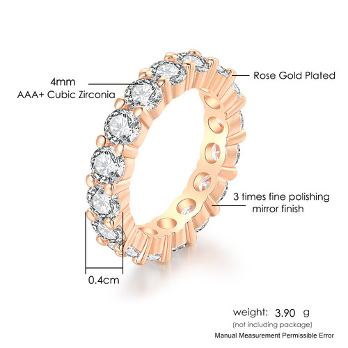 European and American round 4mm diamond engagement ring for women, micropaved zircon ring, cross-border e-commerce jewelry