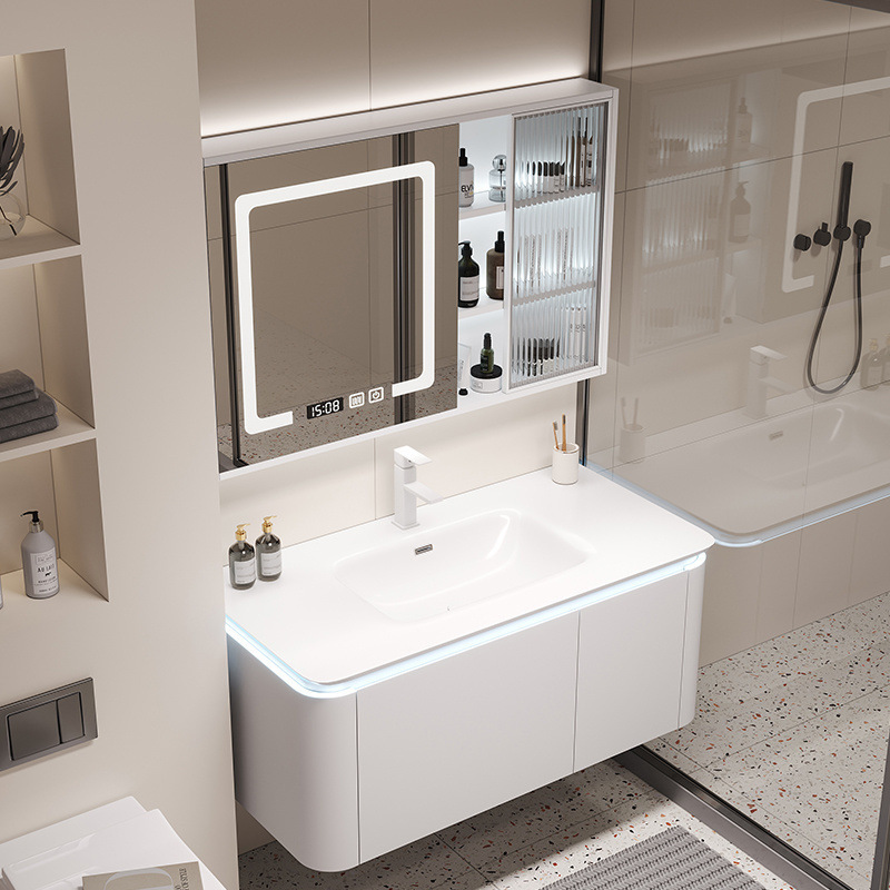 Rounded Ceramic Integrated Basin Washbasin Smart Bathroom Cabinet Combination Bathroom Washbasin Washbasin Simple Bathroom