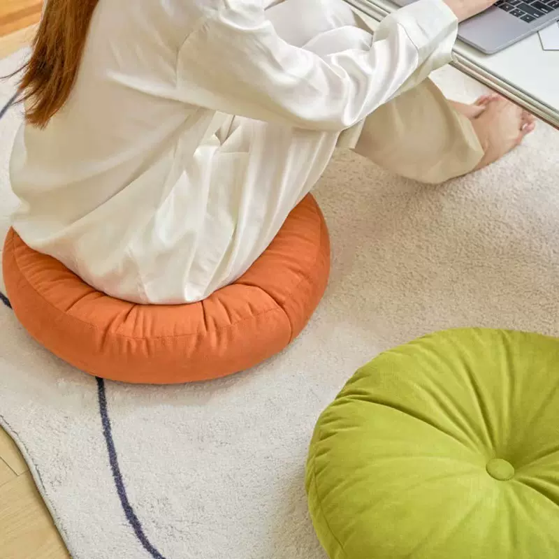 雪尼尔蒲团坐垫靠垫日式家用加厚含芯座垫榻榻米飘窗圆形懒人垫子