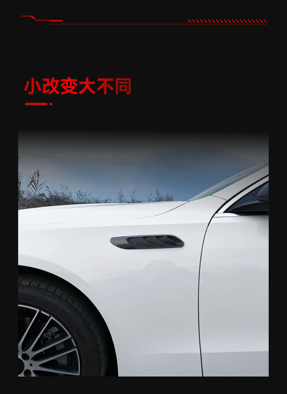 Suitable for 2022+ Mercedes-Benz C-Class W206 C200 C260 C63 Air Outlet Fender Car Sticker Cross-Border Modification Parts