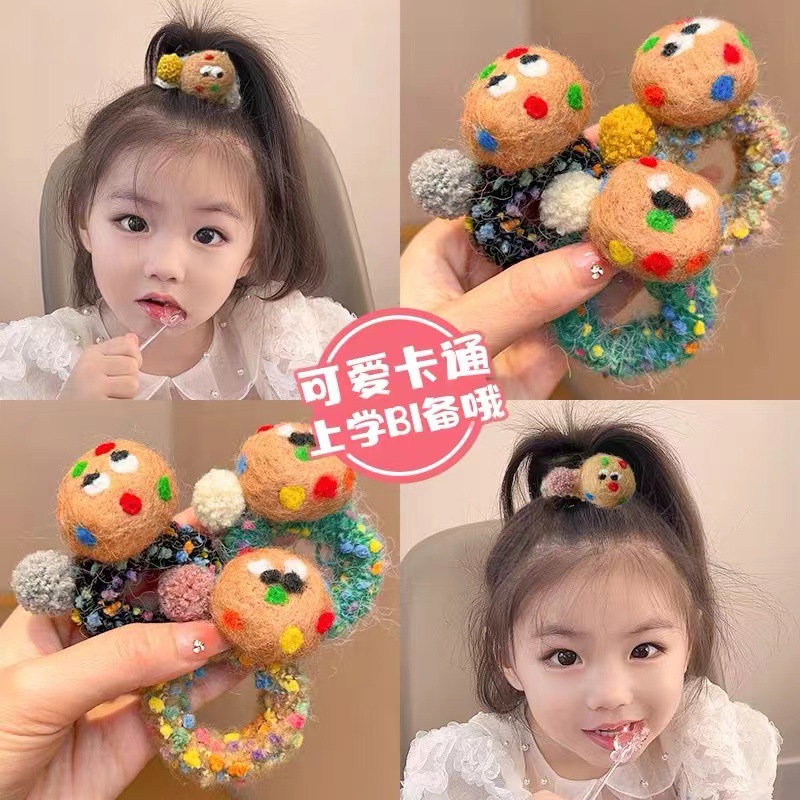 Nuevo japonés lindo dulce galleta pelo anillo ins transfronteriza caliente fieltro pelo bola pelo cuerda lazo accesorios para el cabello