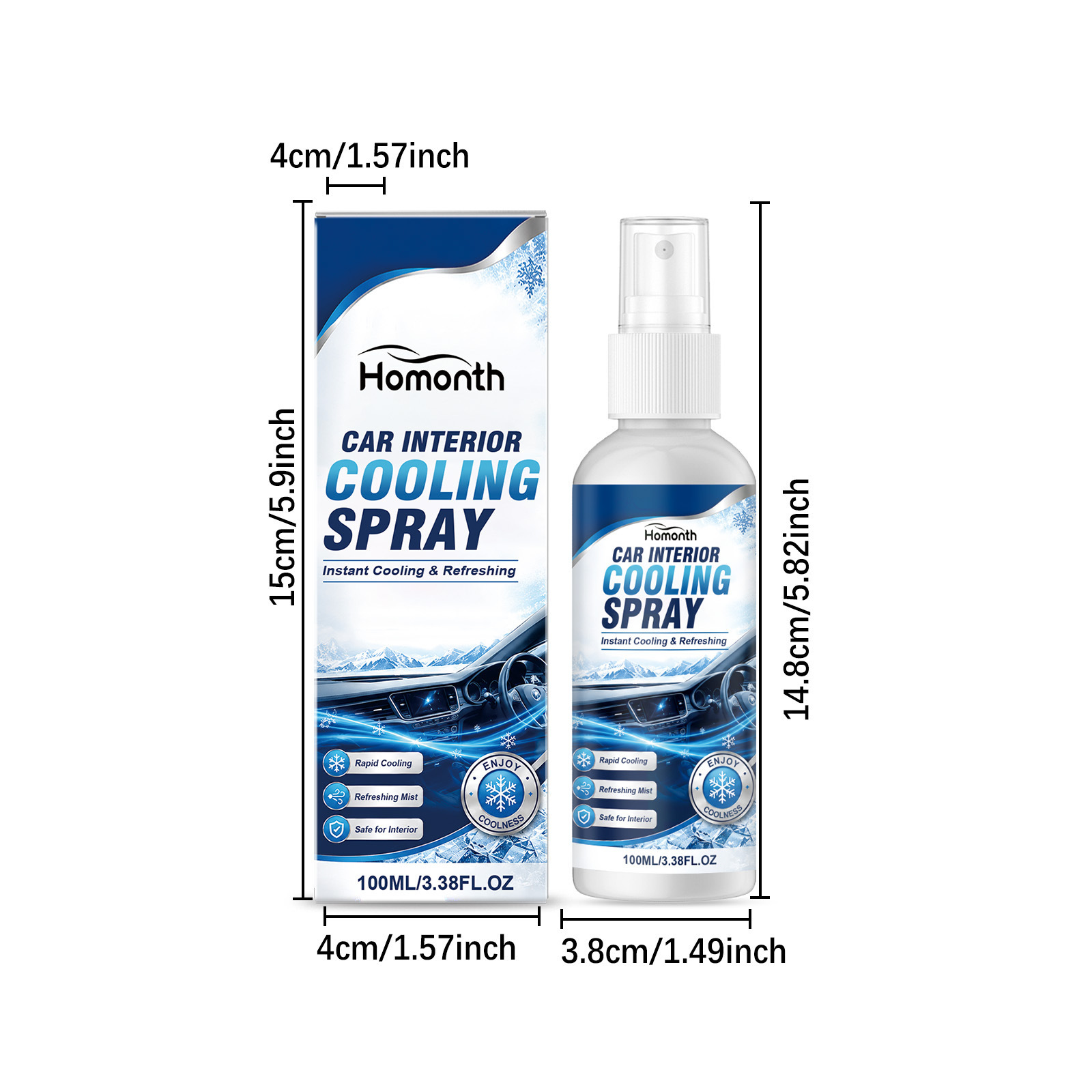 HOMONTH Car Interior Cooling Spray - Summer Car Interior Cooling Spray for Outdoor Parking