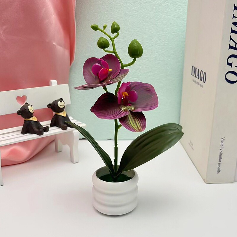 クロスボーダーのシミュレーション胡蝶蘭盆栽花付きデスクトップ装飾プラスチック造花盆栽撮影植木鉢置物花頭|undefined