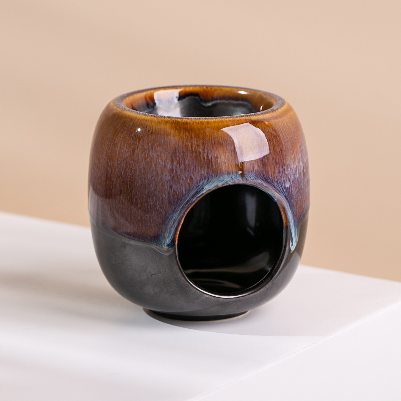 Muestras personalizadas quemador de velas lámpara de té horno redondo esmaltado estilo japonés retro hacer viejos adornos de regalo creativos incensarios