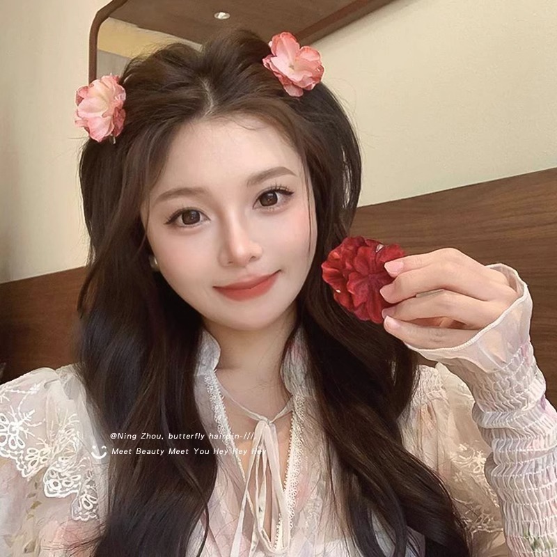 2025年新款干枯玫瑰头花女高级感半扎发饰后脑勺小抓夹花朵发夹女|undefined