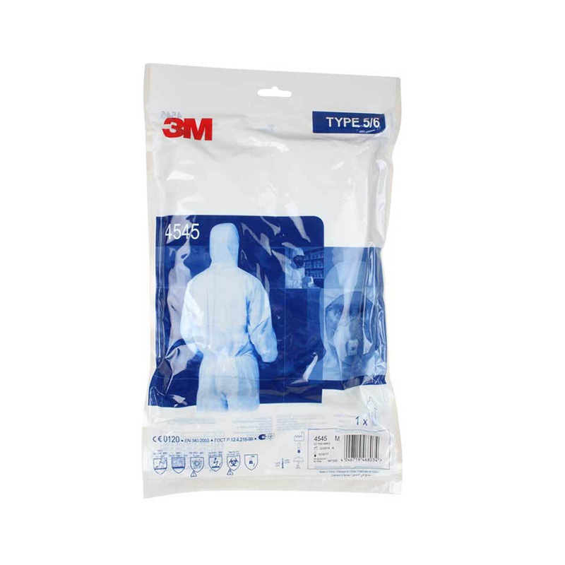 3M4545防护服白色带帽连体防静电全身防尘喷漆液体防喷溅机械维修