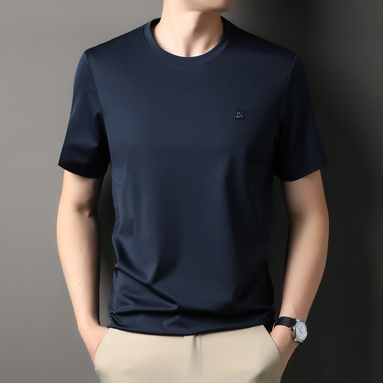 【Silk + Cupro】Men's high-end short-sleeve T-shirt, round neck, casual, skin-friendly, breathable, slim-fit, lightweight top 【Silk + Cupro】Men's high-end short-sleeve T-shirt, round neck, casual, skin-friendly, breathable, slim-fit, lightweight top