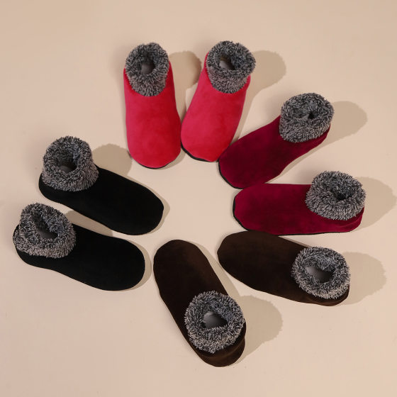 Cross-border Explosive Women's Black Winter Floor Socks Slippers Socks Waterproof Non-slip Thickened Comfortable Warm