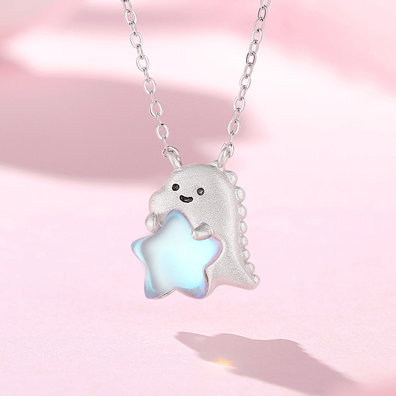 Dinosaur, platinum necklace