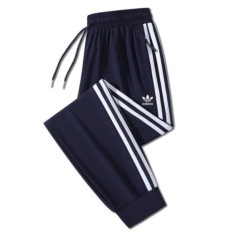 Clover Summer Unisex Ice Silk Quick-Dry Sports Loose-Fit Plus-Size Long Pants for Young Students and Couples, Three-Stripe Casual Wholesale