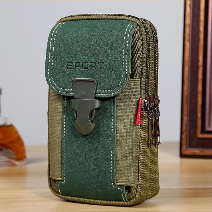 Wholesale new fashion Oxford cloth mobile phone Bag Men's multi-functional mobile phone case wear belt thick mobile phone bag