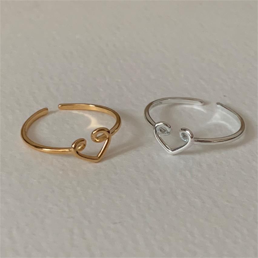 Heart Shape Pattern Women's Gender 925 Sterling Silver Heart Shape Open Rings