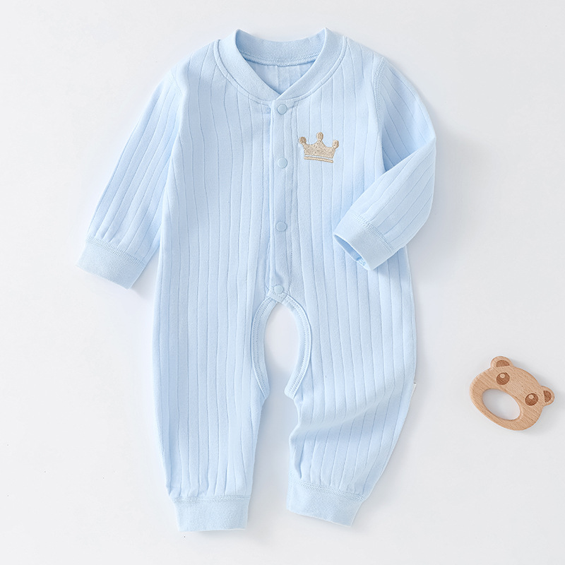 Mono para bebé, ropa sin costuras para primavera y otoño, ropa de recién nacido de algodón puro Clase A, ropa interior para bebé con abertura en la entrepierna, pijamas de estilo coreano de manga larga