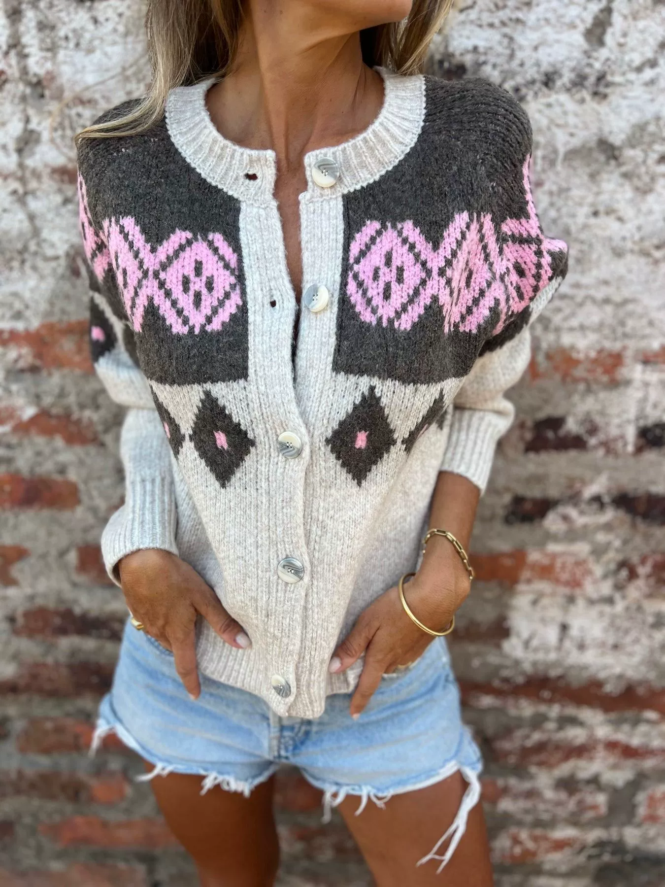 Этно- knitted sweater, cardigan, jacket, city style, European style, ethnic style, wish