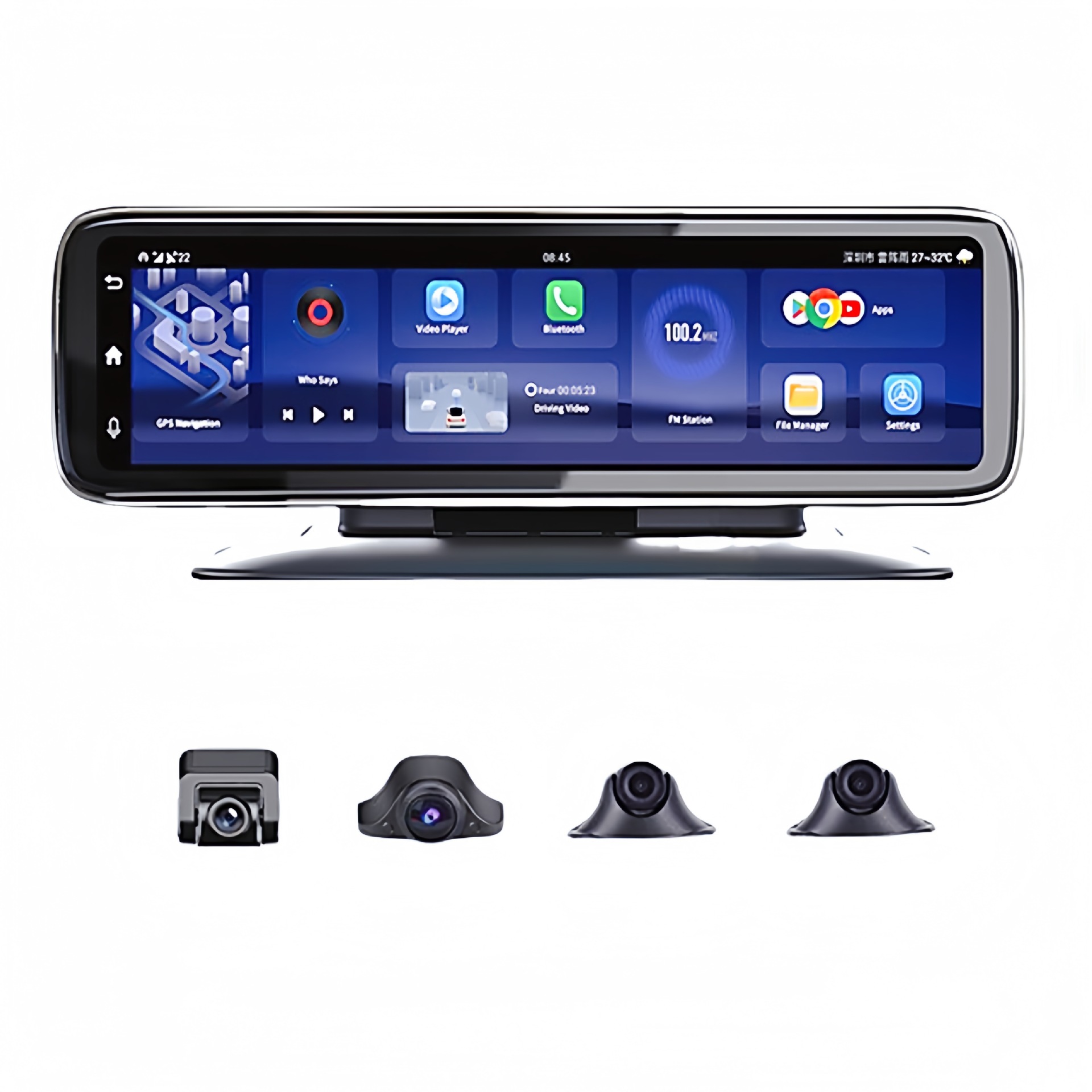 4 record panoramic driving recorder 4G Android 10 navigation Bluetooth remote monitoring 4 record with show overseas cross-border