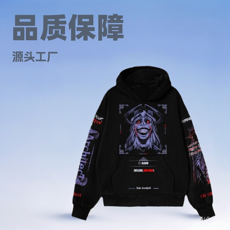 外贸男女数码印花连帽衫卫衣一件来图订 做厂家货源