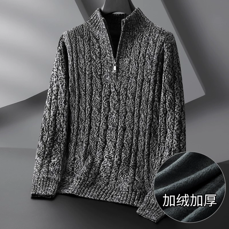 Толстый брат 2023 увеличение удобрений мужской свитер на молнии с полусинкой на флисовой подкладке утолщенный толстый свитер пуловер