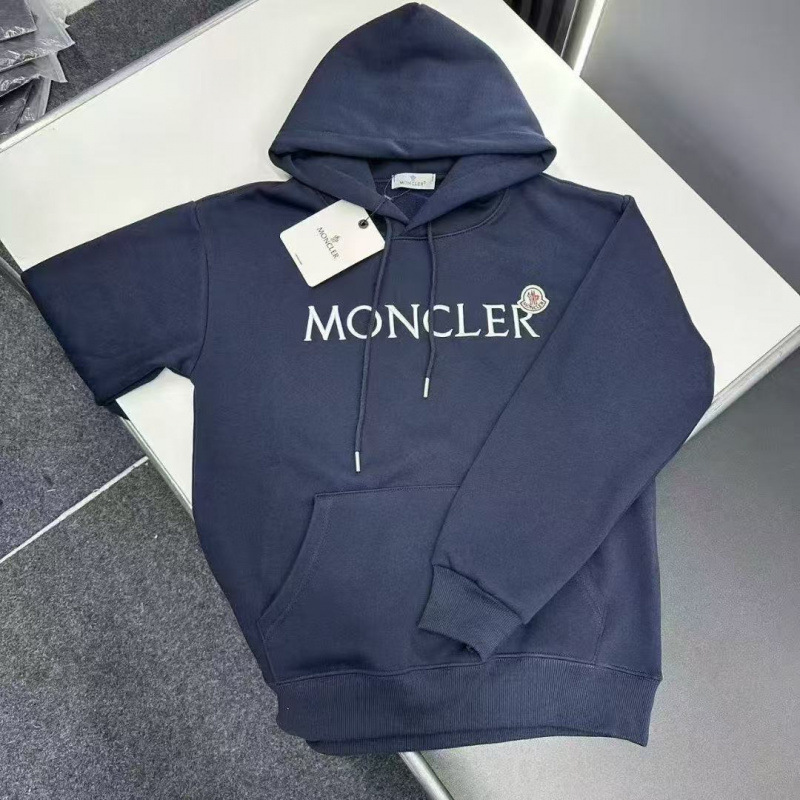 Moncler Hoodie Embroidered Logo Navy Blue