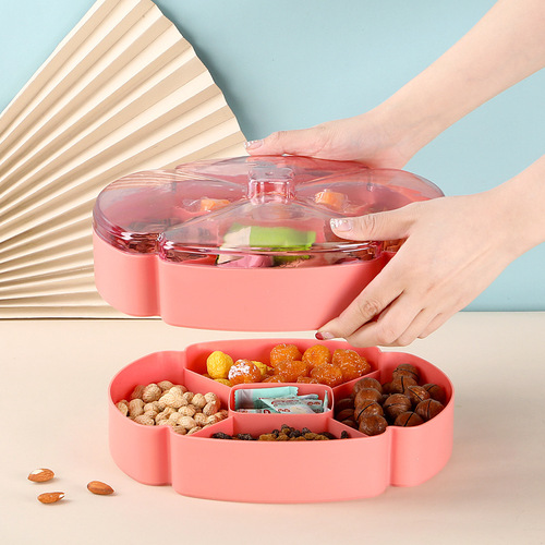 Partitioned fruit plate wholesale double-layered New Year fruit plate home candy plate creative coffee table melon fruit nut plate dried fruit box