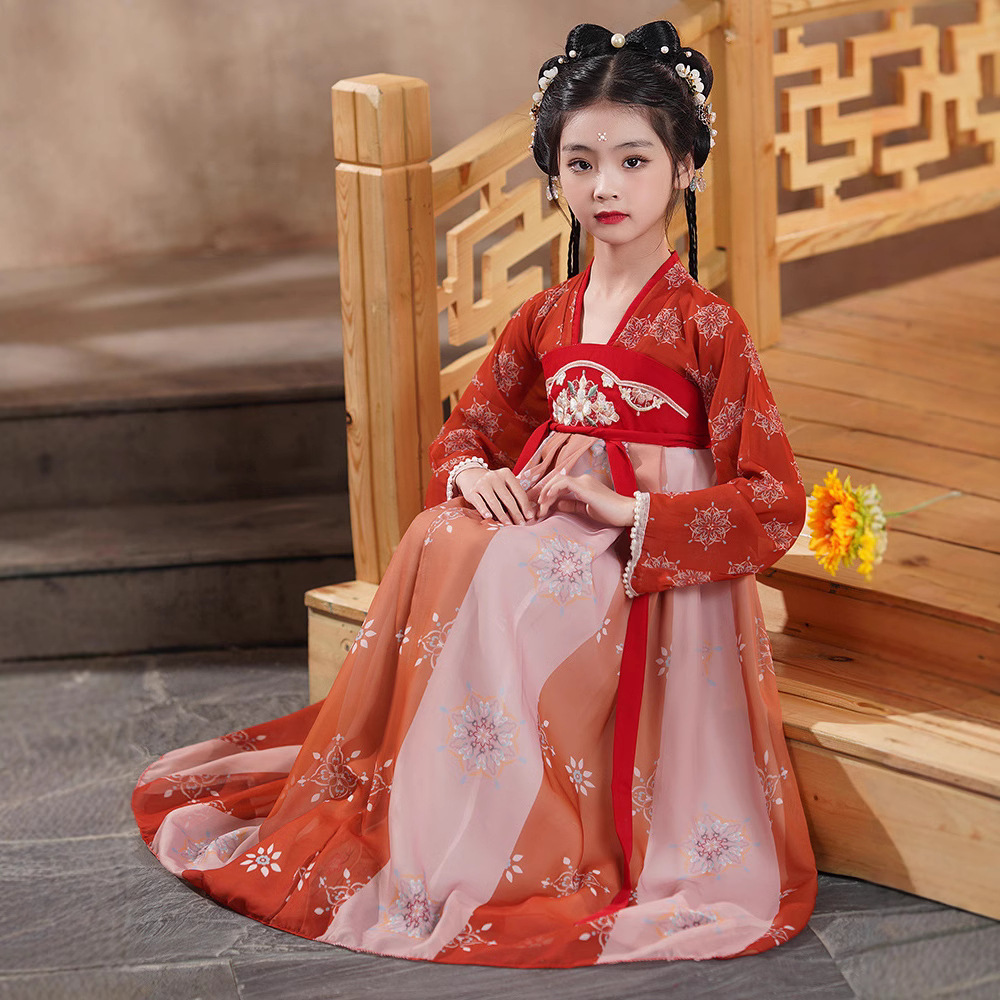 Niñas Hanfu verano 2025 nuevo estilo antiguo super hada vestido infantil vestido de princesa vestido de danza clásica