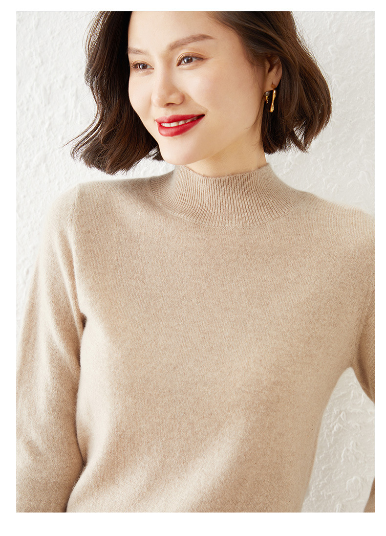 New autumn and winter collection: Semi-high-neck wool sweater, solid color pullover base layer for women, short thickened sweater for women, paired with knitted sweater pic 27