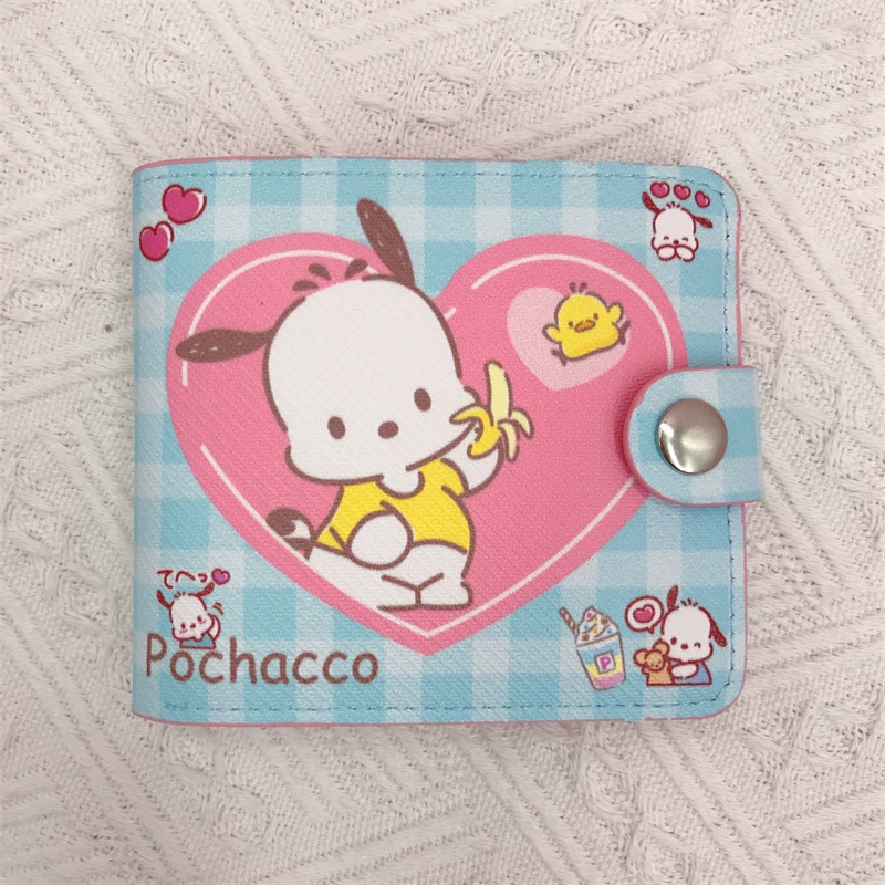 Polyurethane short wallet, card holder, with buttons