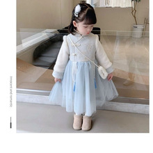 汉服2023女童秋冬中国唐装连衣裙新款拜年儿童旗袍宝宝公主
