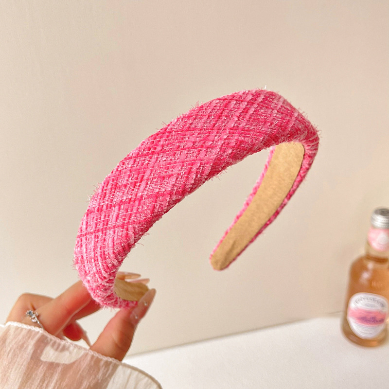 Pink Girl Hairband High Crane Top Headband 2025 nuevo estilo de alto nivel antideslizante de lavado de la cara red rojo amplio borde tarjeta de cabello