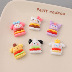 飾品滴油亮漆仿真公仔漢堡配件DIY發卡髮夾材料樹脂貼片春季貼片