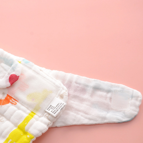 Pure cotton diaper pants cartoon printed diaper three-dimensional anti-side leakage waterproof diaper pants infant gauze diaper