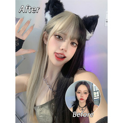 Supplier of Korean-style wigs for women with long straight hair, air bangs, and colorful Yin-Yang hair for cosplay props and headwear