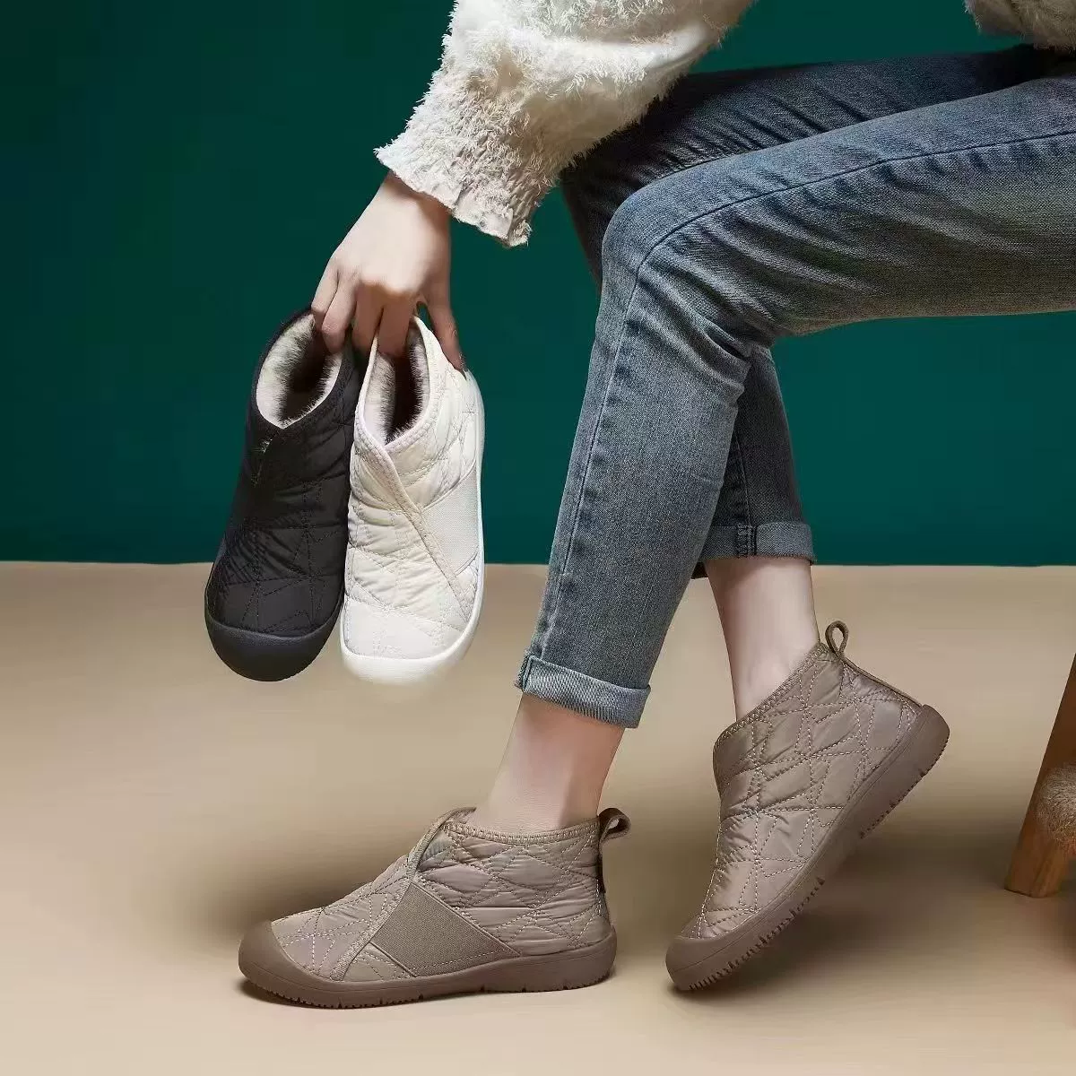 Нескользящие снежные сапоги женские 2024 новые зимние женские туфли короткие сапоги