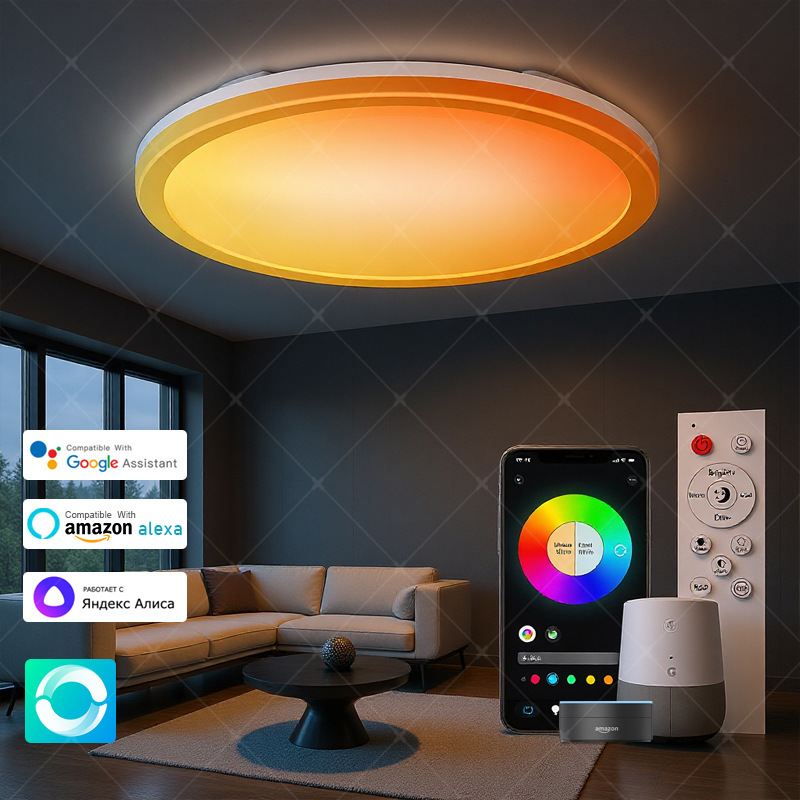 Source Factory 24W Smart Bluetooth Wifi Ceiling Lamp Home Living Room Bedroom Alexa Voice Lamp Cross-Border Supply Source Factory 24W Smart Bluetooth Wifi Ceiling Lamp Home Living Room Bedroom Alexa Voice Lamp Cross-Border Supply