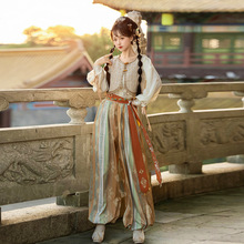 倚梦阁原创设计永遇乐汉服女敦煌风西域风马甲上衣裤子套装9382