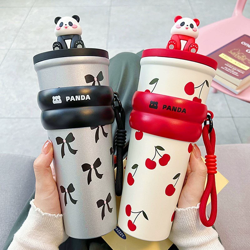  Doll, capacious tea cup, glass stainless steel, new collection, panda, wholesale