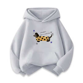 卡通腊肠小狗印花初中生加绒保暖上衣热卖款现货连帽长袖卫衣儿童