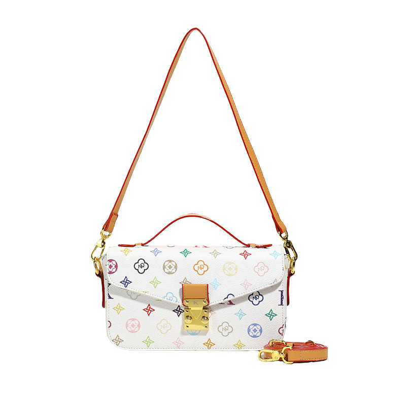 Bolso de textura transfronteriza 2025 verano nuevo bolso femenino retro impreso bolso de hombro moda contraste color bandolera marea