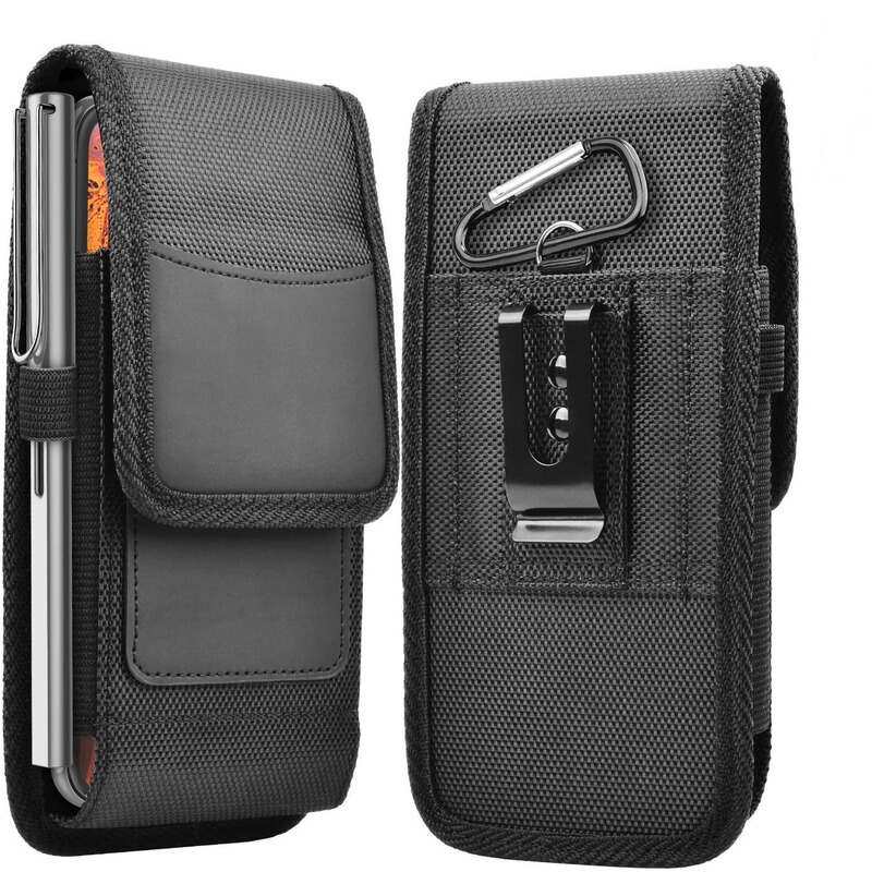 Suitable for Iphone16 Vertical Max Leather Case, Card Oxford Cloth Nylon Fabric Wear Belt, Mobile Phone Waist Bag