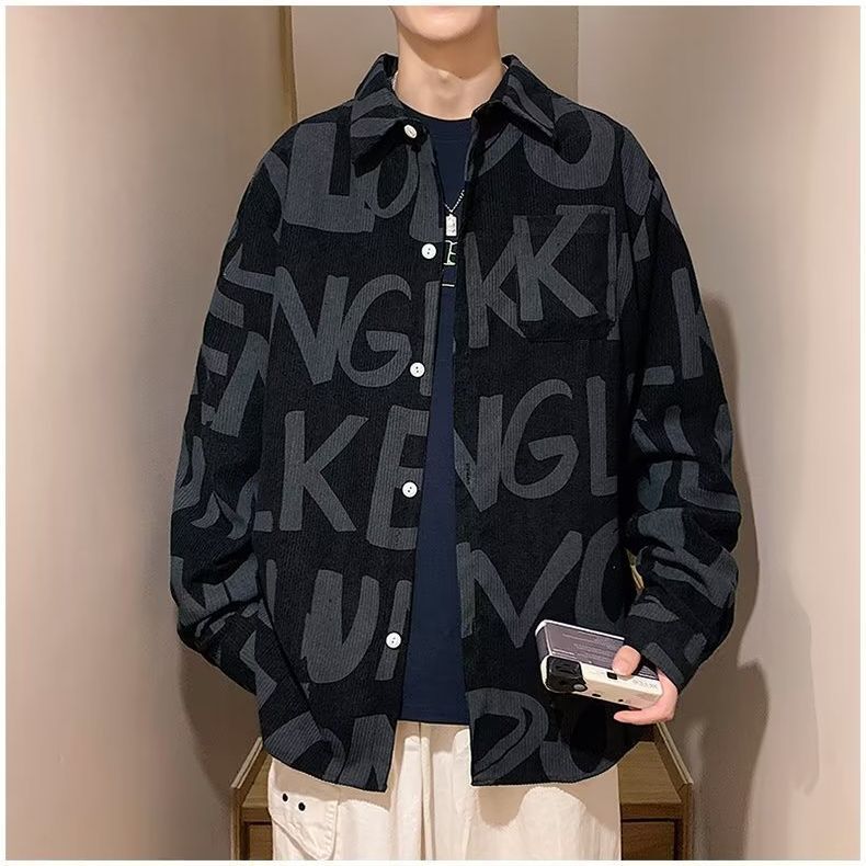 Spring and Autumn Shirt Men's Long-sleeved Loose All-match Fashionable Corduroy Shirt Korean Casual College Style Men's Coat Fashionable