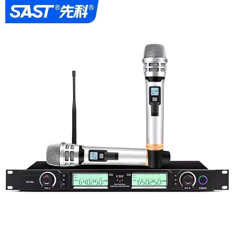 Micrófono inalámbrico OK - 12 para el hogar karaoke metal U segmento FM uno arrastrar dos micrófono de conferencia anti-aullante