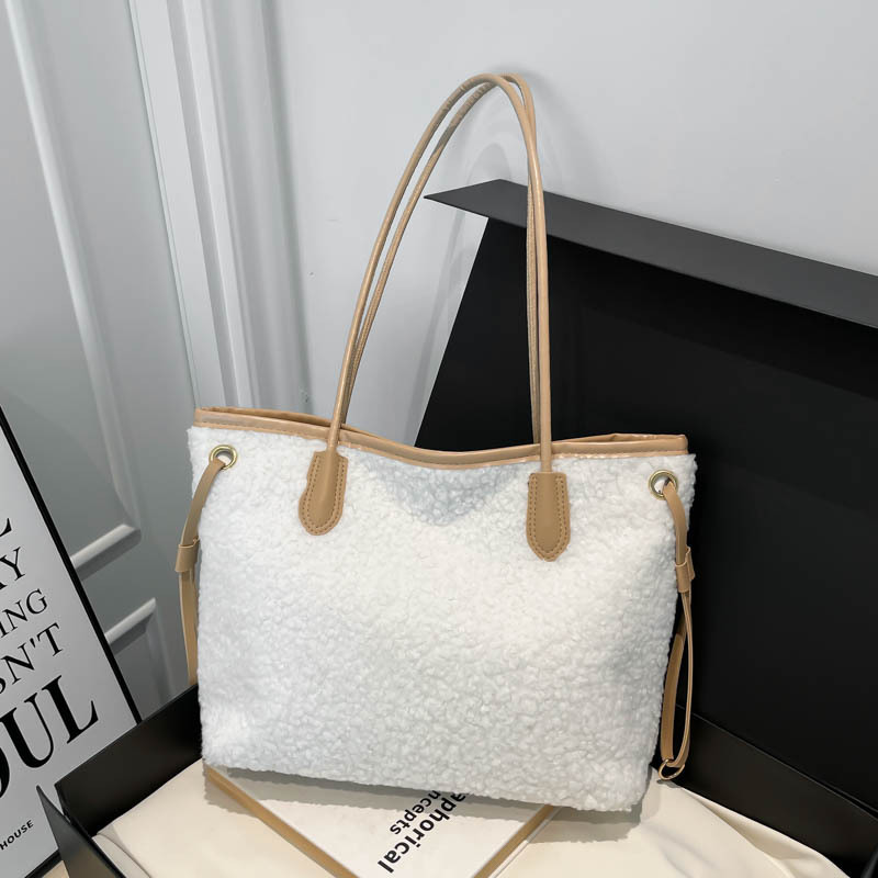 Bolso de mano de peluche de peluche para mujeres 2026 nuevo bolso de hombro de peluche de peluche de gran capacidad simple bolso de mano casual coreano image 4