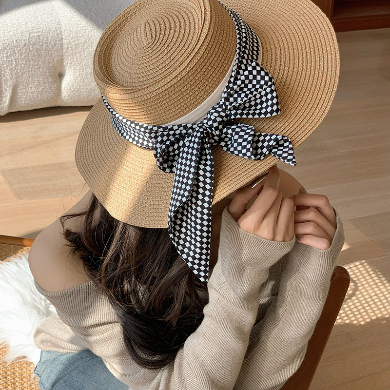 Buñuelo de seda larga larga alta sensación de cinturón de decoración buñuelo de moda bolsa de banda banda banda ondulada buñuelo de seda sombrero