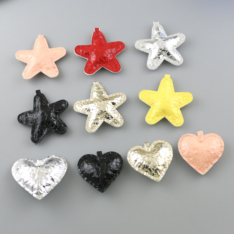 DIY Accessories Leather PU Bright Surface Embossed Big Star Love Heart Miu Style Bag Mobile Phone Pendant