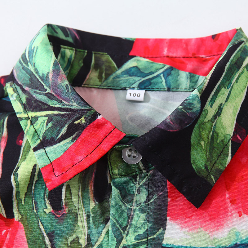 Camisa de sandía de impresión digital de estilo de playa para niños Camisa de manga corta de vacaciones europeas y americanas para niños nueva ropa de verano para niños