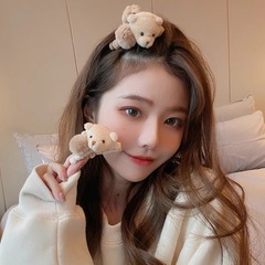 秋冬のぬいぐるみの熊のクリップの後頭部のぬいぐるみのサメのクリップのヘアピンのかわいい高馬尾のヘアピンの髪飾り